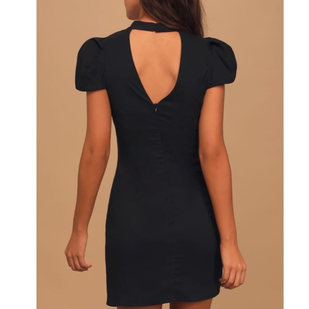 💕3 for $30💕 BNWT Lulus Black Puff Sleeve Backless Mini Dress - Picture 4 of 5
